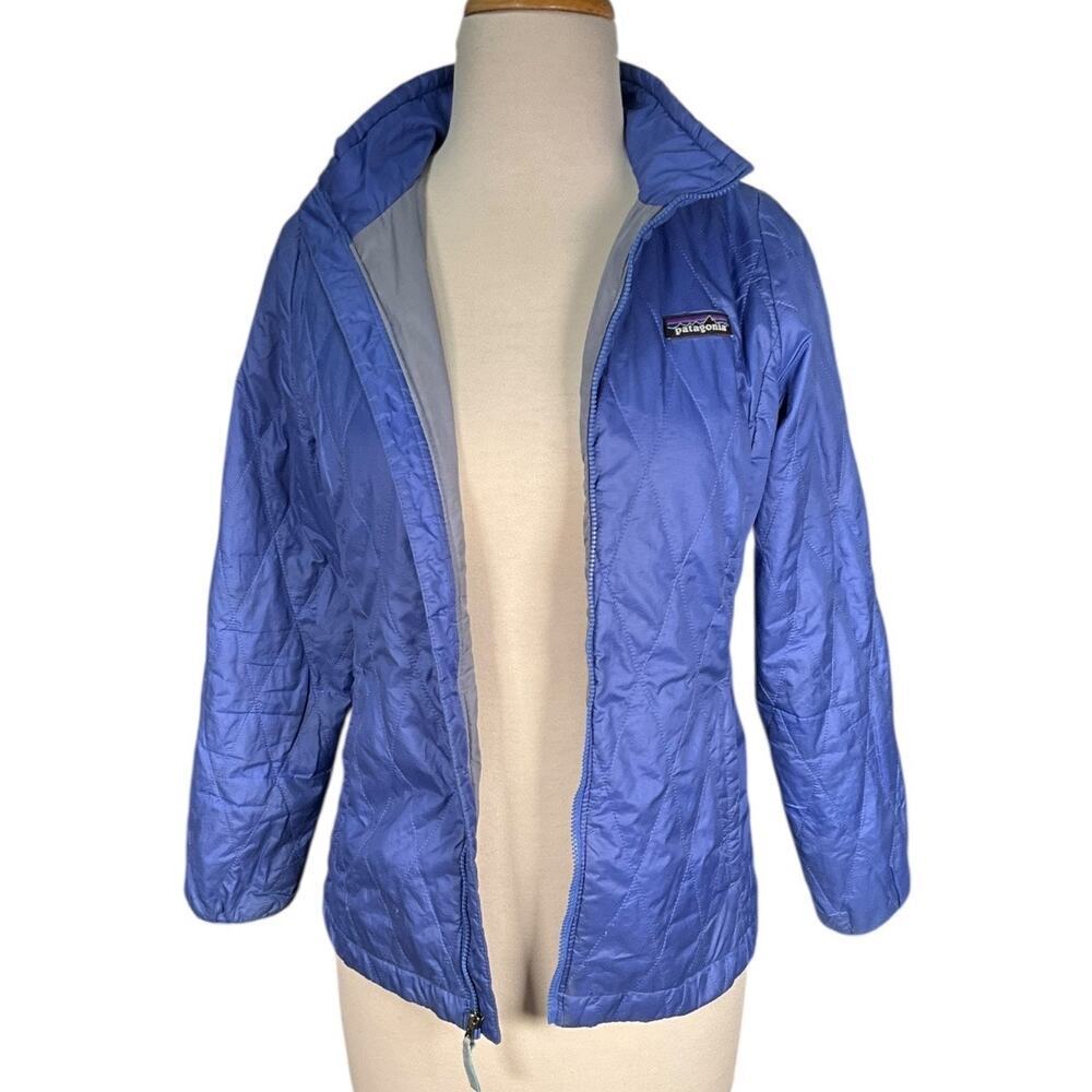 Patagonia Girls Kids Large 12 Quilted Jacket Blue Purple Lightweight Puffer Y2K - Picture 2 of 14